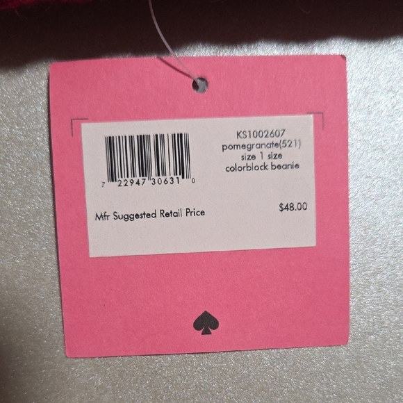 Kate Spade Pink and Burgundy Color Block Beanie - Picture 2 of 5